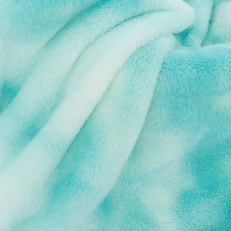Printed Dyeing Faux Rabbit Fur Fabric 300GSM Super Soft  For Cloth and Accessories