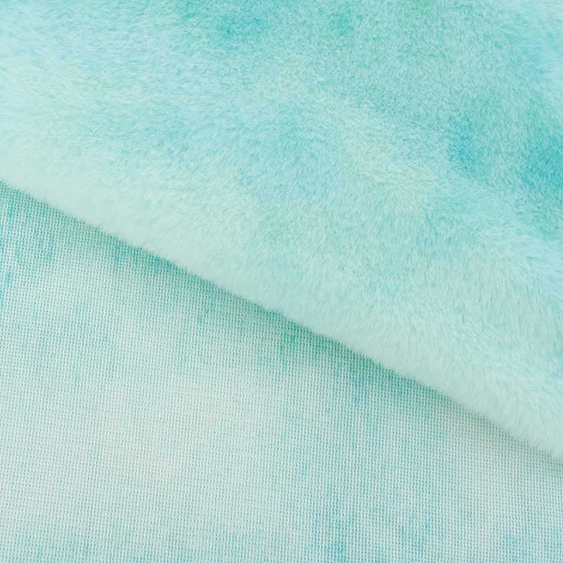 Printed Dyeing Faux Rabbit Fur Fabric 300GSM Super Soft  For Cloth and Accessories