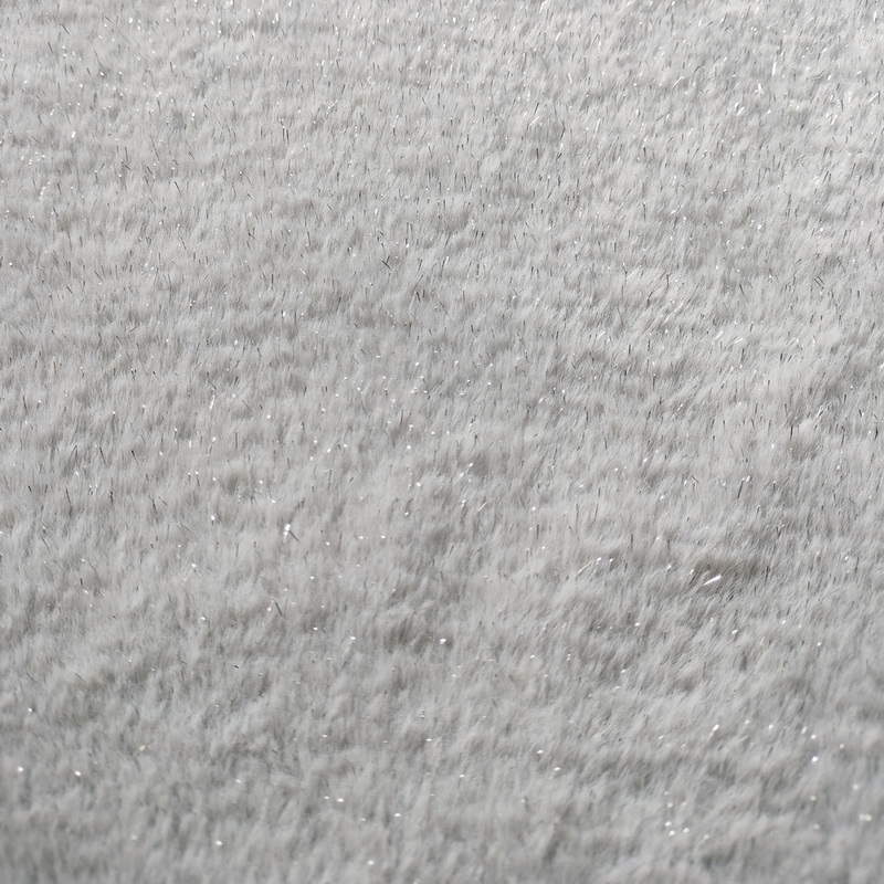 Faux Rabbit Fur Fabric with Silver Lurex Thread 330gsm Special Design for Cloth