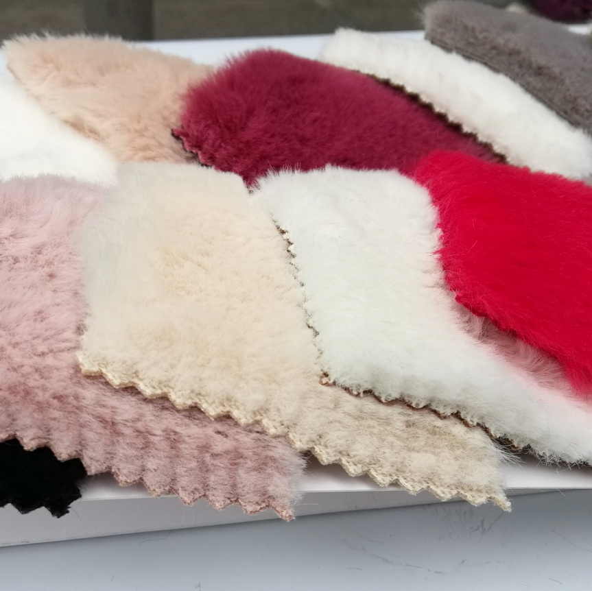 Suede Laminated Faux Rabbit Fur Fabric 600gsm Special Design for Garment Coat