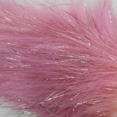 Faux Fake Fur Fabric Long Pile 80mm With Silver Lurex For Garment Accessories and Home Decorations.