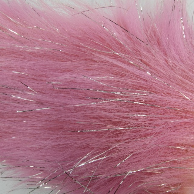 Faux Fake Fur Fabric Long Pile 80mm With Silver Lurex For Garment Accessories and Home Decorations.