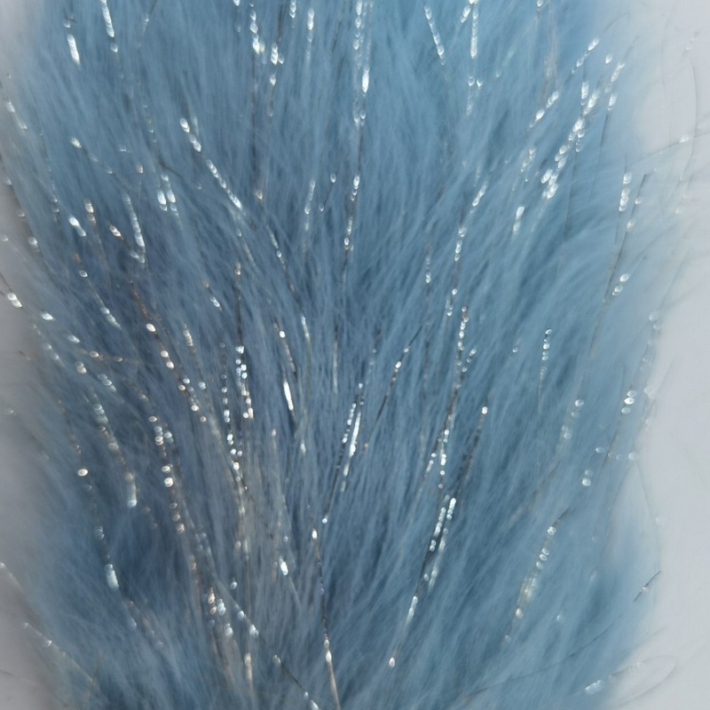 Faux Fake Fur Fabric Long Pile 80mm With Silver Lurex For Garment Accessories and Home Decorations.