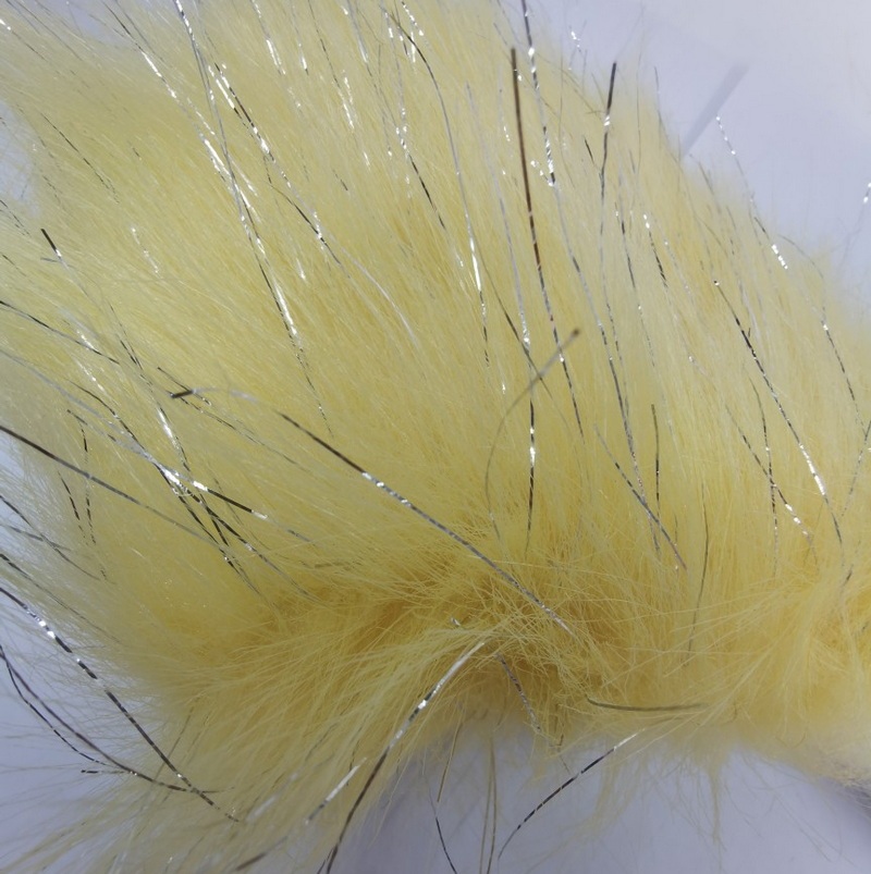 Faux Fake Fur Fabric Long Pile 80mm With Silver Lurex For Garment Accessories and Home Decorations.