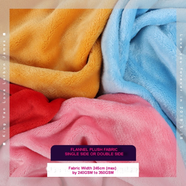 Short Plush Flannel Fabric Single or Double Side Brush For Fashional Pajamas Toys and Beddings