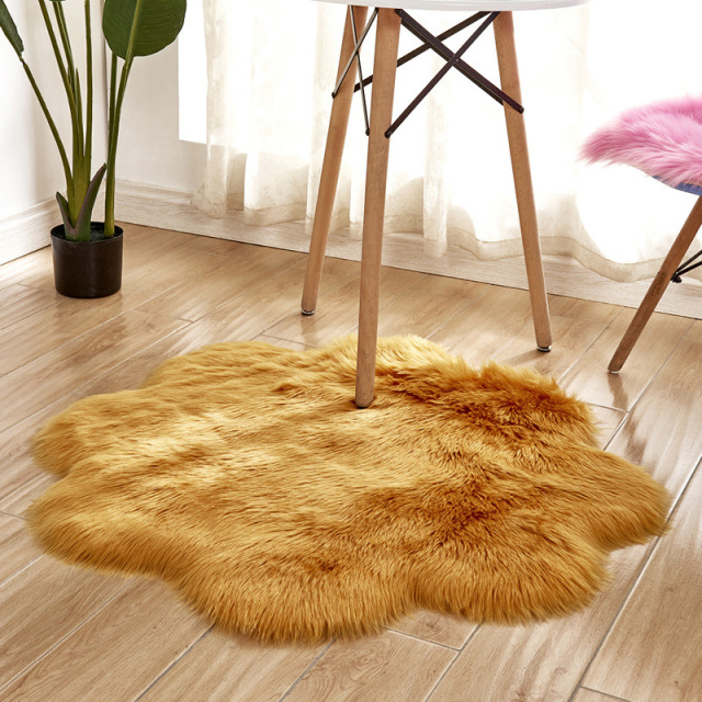 Long Pile Faux Fur Shaggy Flower Rug Wholesale Artificial Fur Rug and Fake Fur Decoration Rug Wholesale