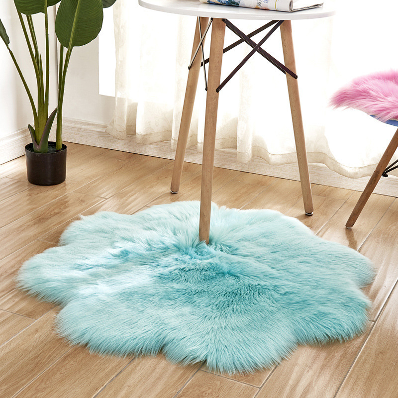 Long Pile Faux Fur Shaggy Flower Rug Wholesale Artificial Fur Rug and Fake Fur Decoration Rug Wholesale