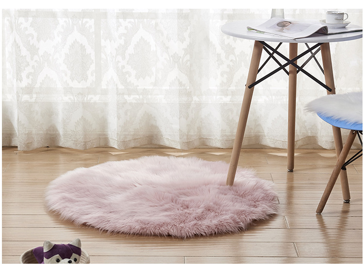 Factory OEM Luxury Long Pile 70mm Faux Fur Shaggy Round Rug For Home Office and Beddings