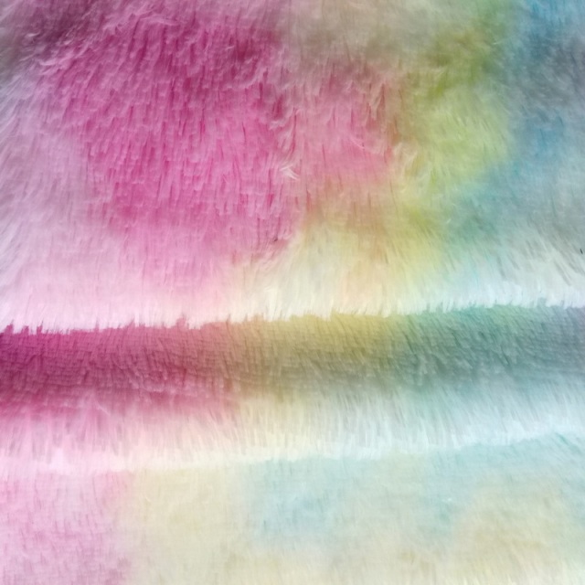 3C Color PV Faux Fake Fur Fabric Peacock Fur 300GSM For Toys Cushion and Pet Beddings.