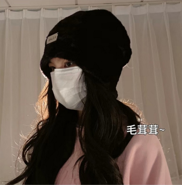 White Faux Rabbit Fur Women Winter Hats With Ear Flaps Russian Hats Fuzzy Trapper Hats