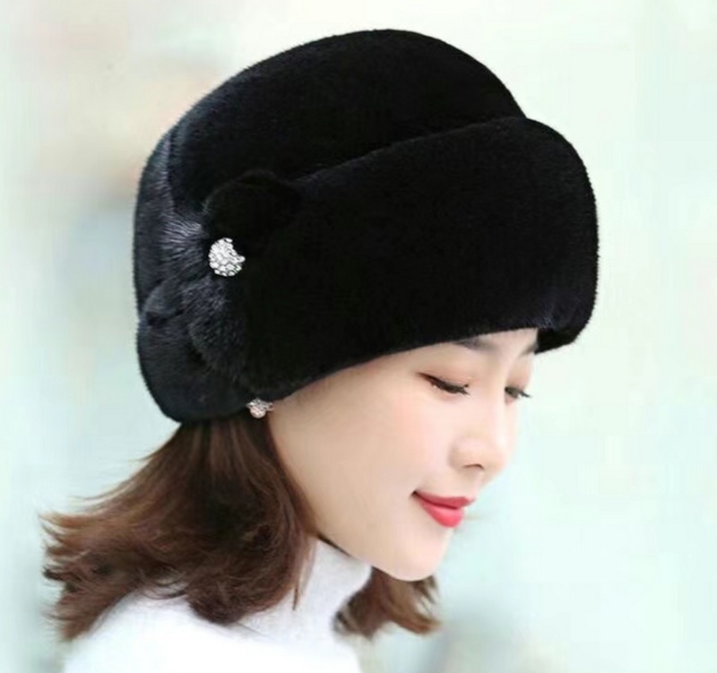 Faux Mink Fur Hats & Caps with Ear Flaps Fold Up and Down Super Soft and Warm Fashion Accessories
