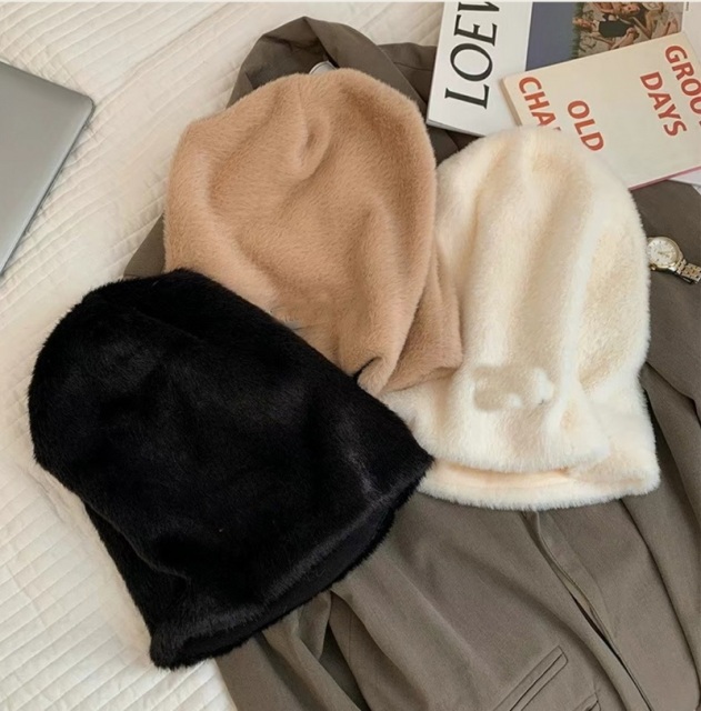 White Faux Rabbit Fur Women Winter Hats With Ear Flaps Russian Hats Fuzzy Trapper Hats