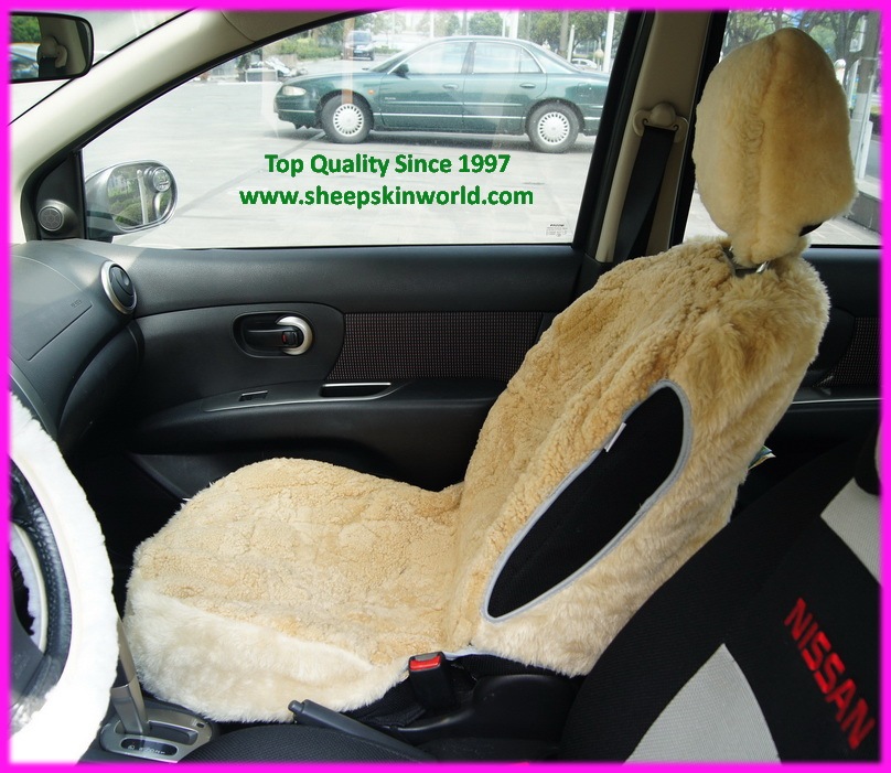 Sheepskin Diamond Cut Car Seat Cover Sheepskin Patchwork Seat Cover with Side Airbag Sab Stitching