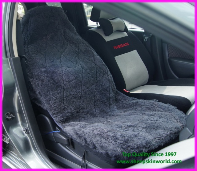 Sheepskin Diamond Cut Car Seat Cover Sheepskin Patchwork Seat Cover with Side Airbag Sab Stitching