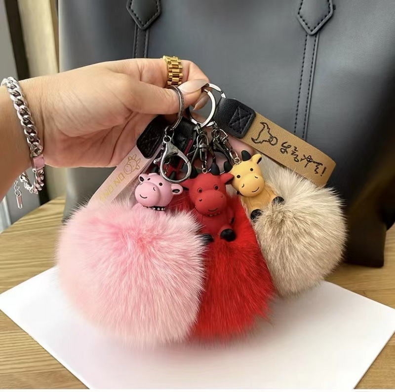 sheepskin key chain real sheepskin key ring genuine sheepskin keychains rabbit fur key chain and ring
