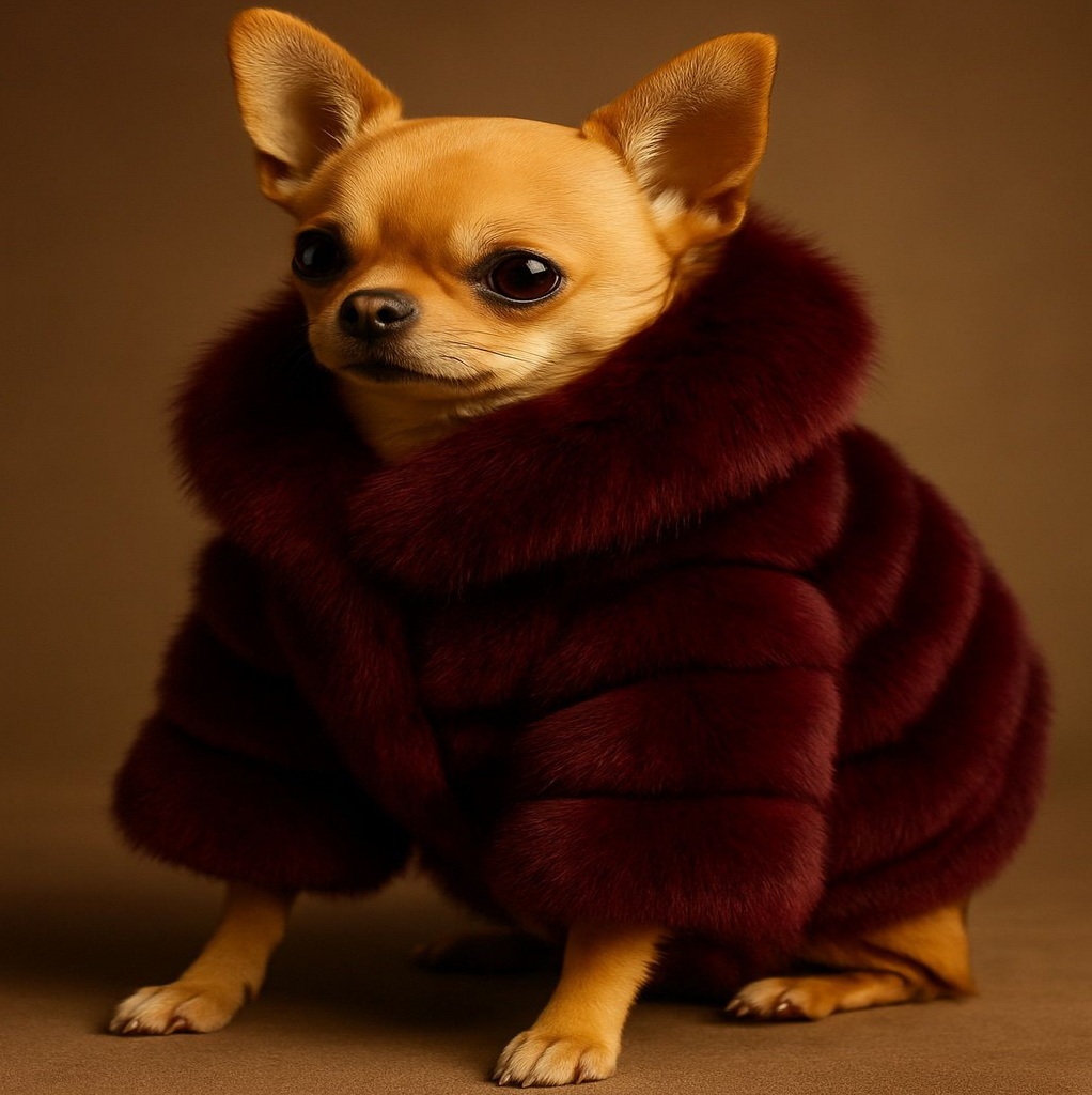 Luxury faux fur pet cape cloak and jacket with double side dense fur extremly warm and decorations