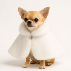 Luxury faux fur pet cape cloak and jacket with double side dense fur extremly warm and decorations