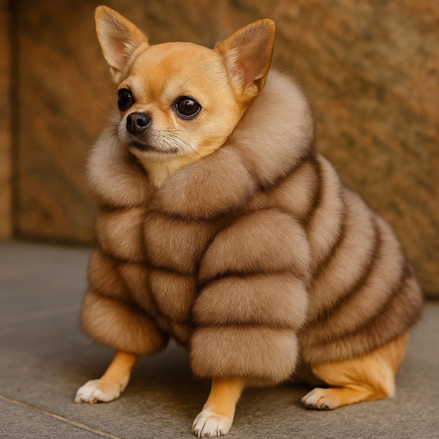 Luxury faux fur pet cape cloak and jacket with double side dense fur extremly warm and decorations