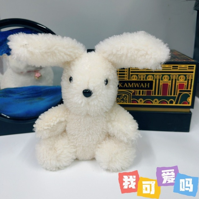 Real sheepskin toys sheepskin rabbit long ears sheepskin bunny toys white sheepskin rabbit