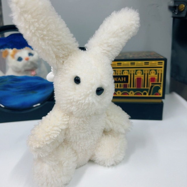 Real sheepskin toys sheepskin rabbit long ears sheepskin bunny toys white sheepskin rabbit