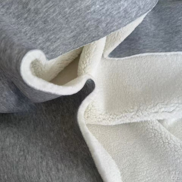 Laminated lambswool fabric double layer with cotton fabric or spandex fabric or super soft fabric