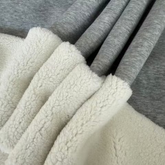 Laminated lambswool fabric double layer with cotton fabric or spandex fabric or super soft fabric