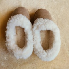 GRS non-slip sustainable recycled polyester fluffy faux fur indoor and outdoor slippers shoes plush house garden shoes