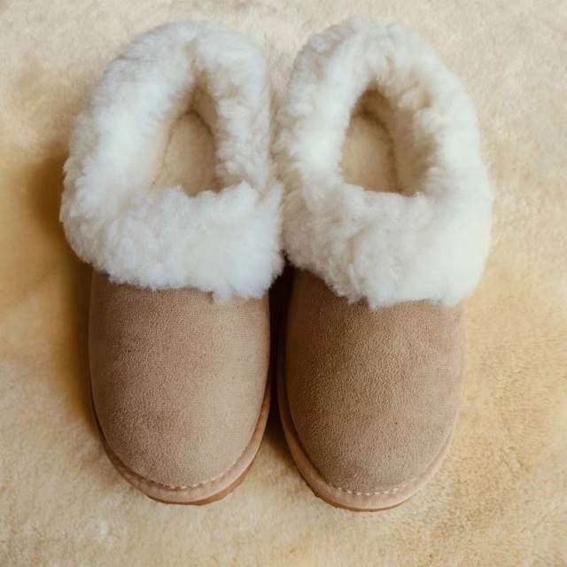 GRS non-slip sustainable recycled polyester fluffy faux fur indoor and outdoor slippers shoes plush house garden shoes
