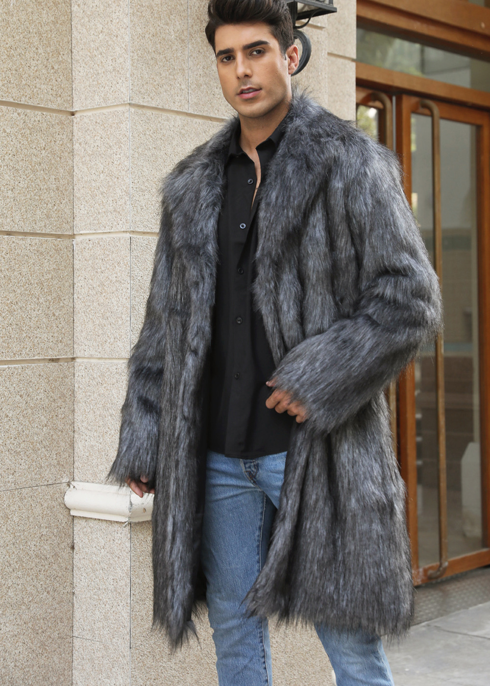 luxury long hair plush coat casual elegant long plush coat cozy winter plush clothing