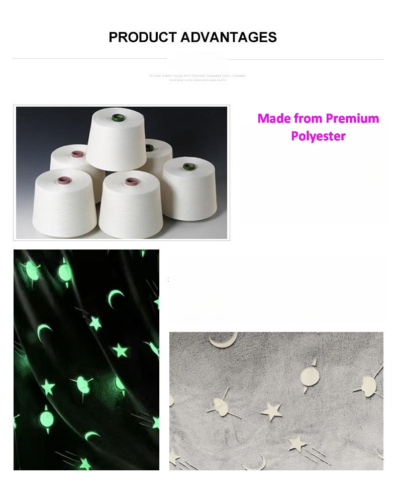 Wholesale Eco Luminous Print Flannel Textile Washable Night Glow Flannel Fabric For Home Textile