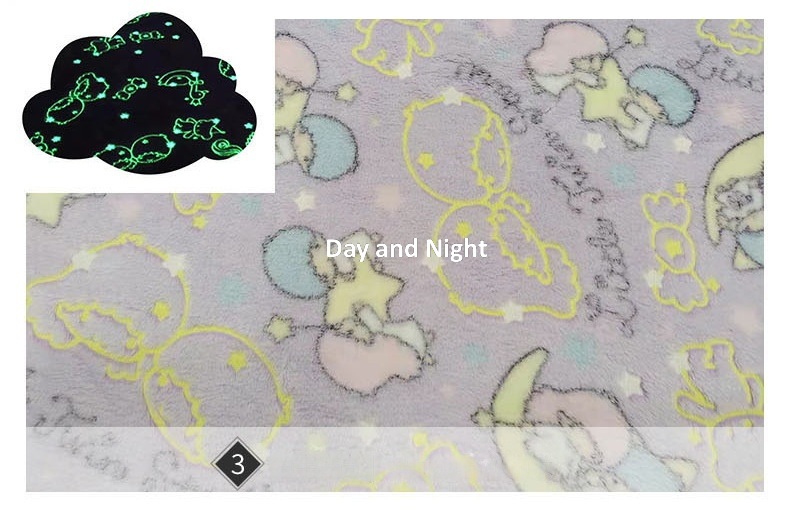 Wholesale Eco Luminous Print Flannel Textile Washable Night Glow Flannel Fabric For Home Textile