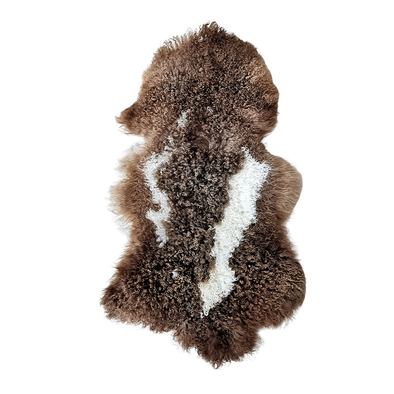 Mongolian Tan Sheepskin Pelt Natural Pattern Sheepskin Plate Whole Sheepskin Fur Pelt Mongolian Lambskin with Natural Curls