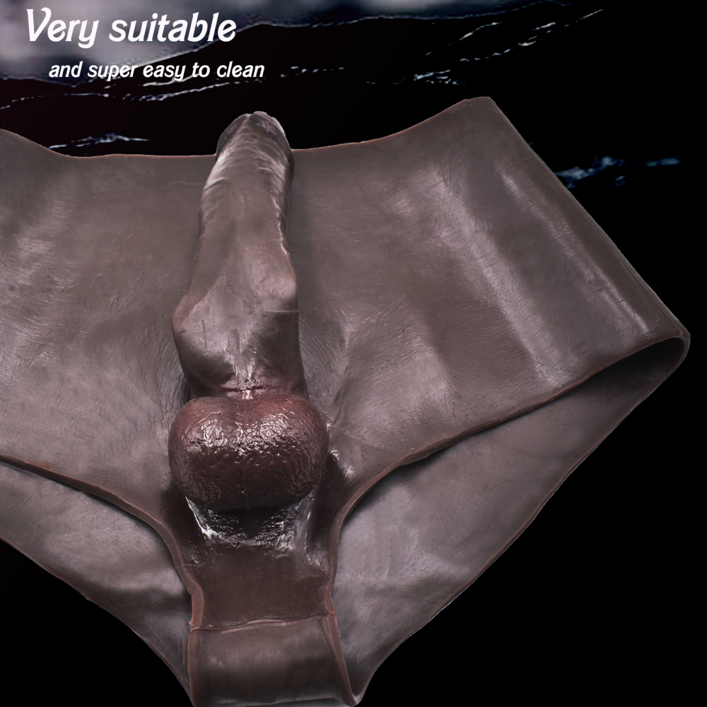 Hollow wearable pants, false braces made of silicone, brownish-black