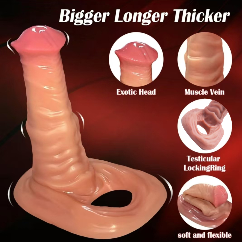 Silicone penis enlargement set dog penis shape with elastic flesh color