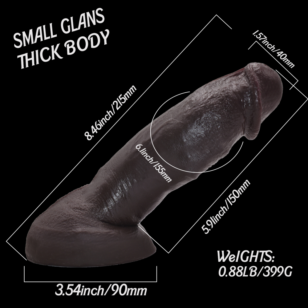 Adult human products, silicone false penis, brownish-black