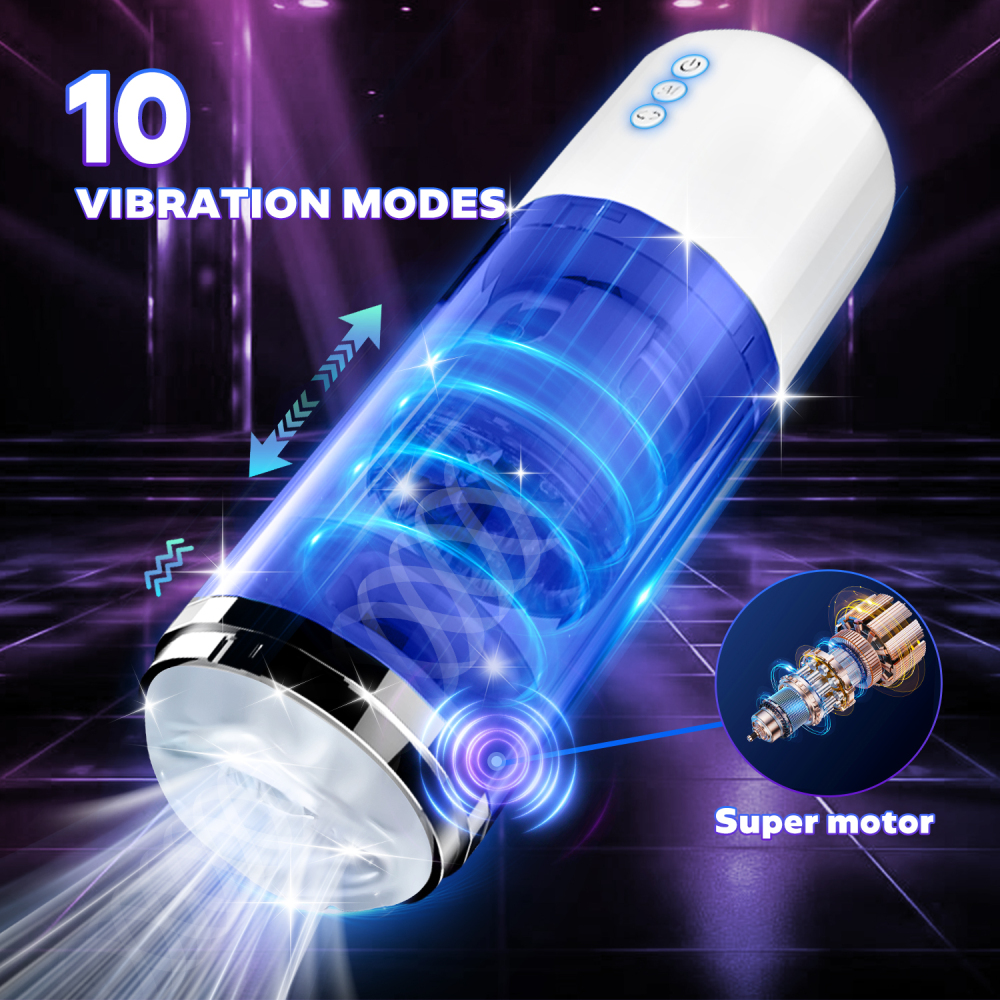 Retractable rotary masturbation cup blue sex toy