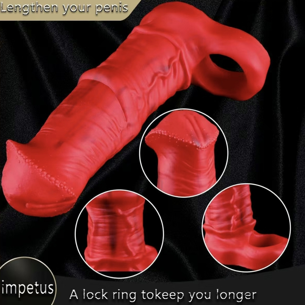Silicone penis enlargement set dog penis shape is red