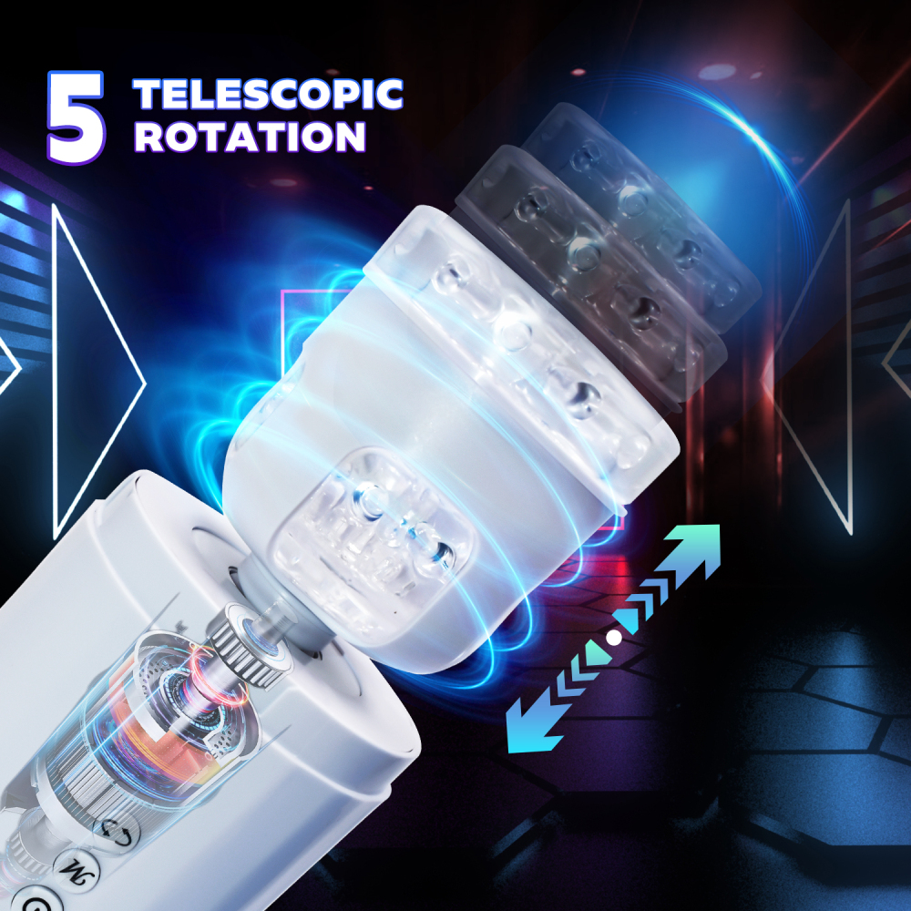 Retractable rotary masturbation cup blue sex toy