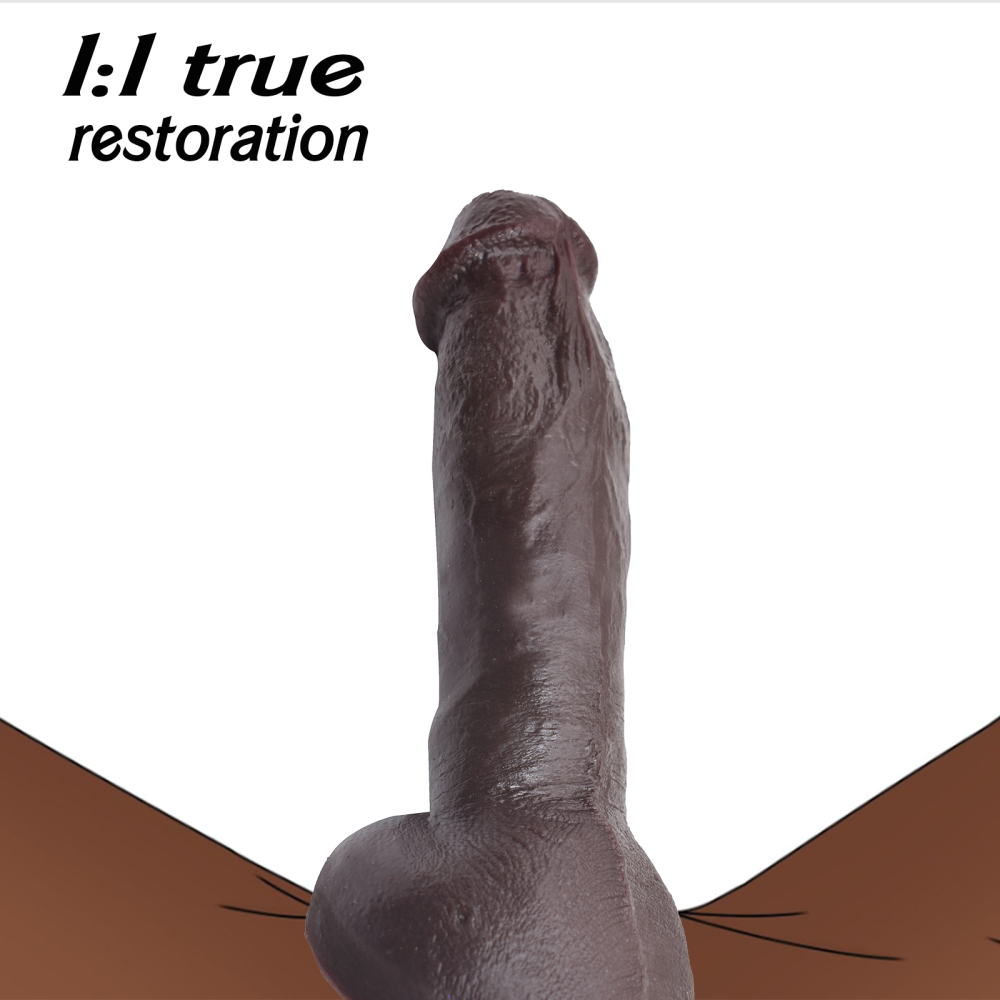 Adult human products, silicone false penis, brownish-black