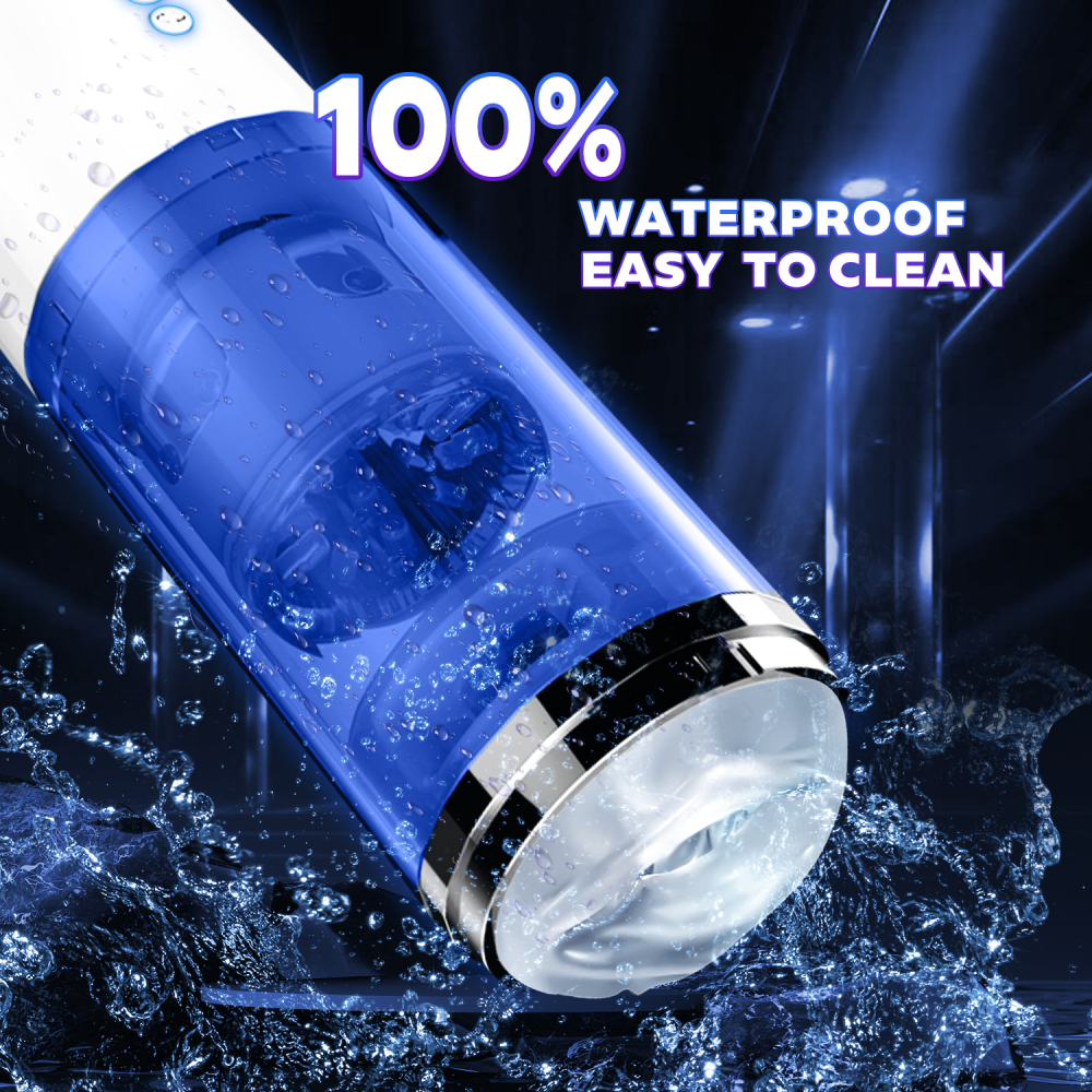 Retractable rotary masturbation cup blue sex toy