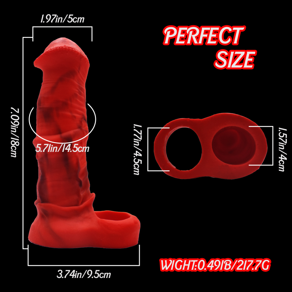 Silicone penis enlargement set dog penis shape is red