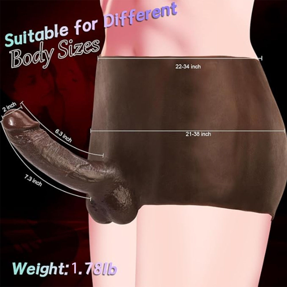 Hollow wearable pants, false braces made of silicone, brownish-black