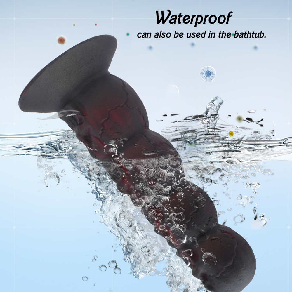 Silicone prosthetic penis in the shape of a skull of the opposite sex