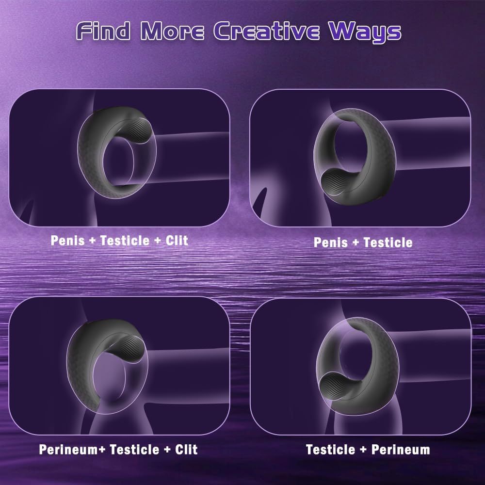 Vibrating Cock Ring with 360° Adjustable Bead Clitoral Stimulator, Pleasure Penis Ring Vibrator Couples Adult Sex Toys for Men Women, LITLLS Soft 8 Vibrations Male Couple Sex Toy Game for Men       振动阴茎环带 360°可调珠状阴蒂刺激器，男性女性情侣成人性玩具，LITLLS 柔软 8 种振动男性情侣性玩具游戏