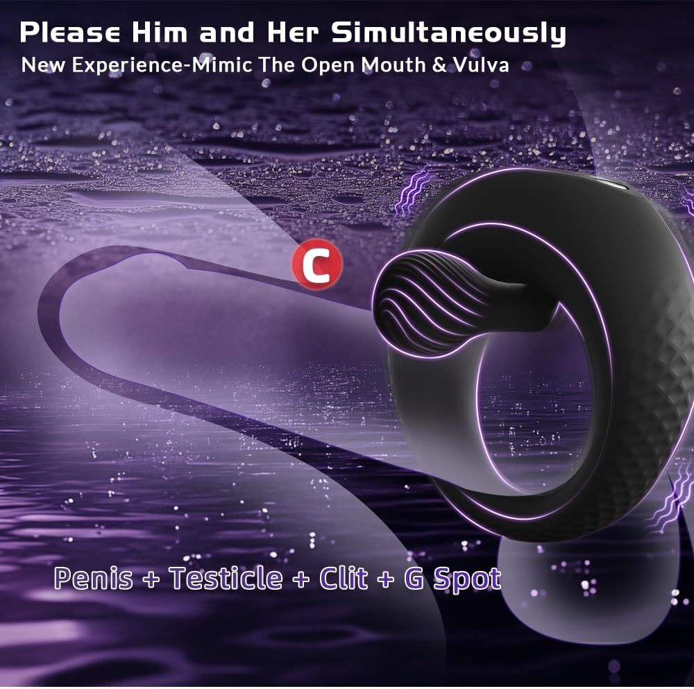 Vibrating Cock Ring with 360° Adjustable Bead Clitoral Stimulator, Pleasure Penis Ring Vibrator Couples Adult Sex Toys for Men Women, LITLLS Soft 8 Vibrations Male Couple Sex Toy Game for Men       振动阴茎环带 360°可调珠状阴蒂刺激器，男性女性情侣成人性玩具，LITLLS 柔软 8 种振动男性情侣性玩具游戏