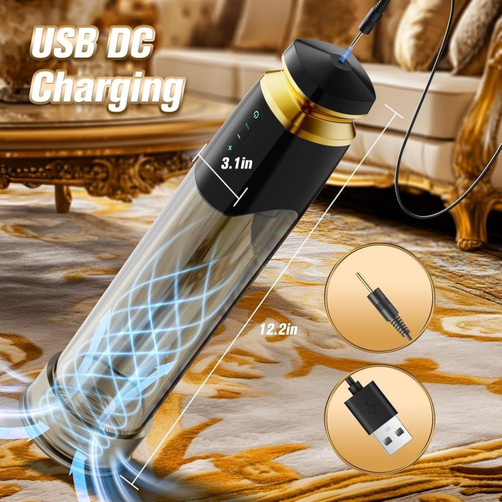 Electric Penis Pump Male Sex Toys, Equipped with 5 Pressure and 5 Suction Training Modes, Vacuum Enlargement and Lengthening Pump, Used for ED in Adult Men       电动阴茎抽吸器男性性玩具，配备 5 种压力和 5 种吸力训练模式，真空增粗和延长泵，用于成人男性 ED