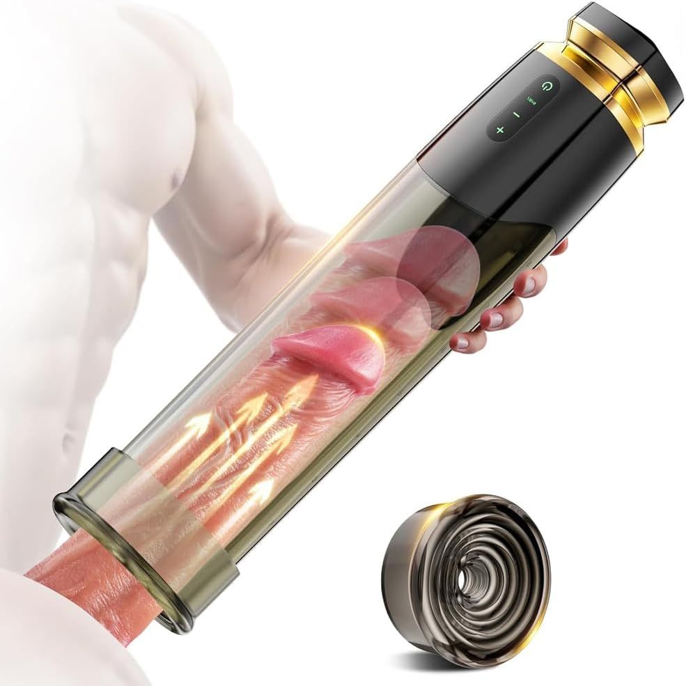 Electric Penis Pump Male Sex Toys, Equipped with 5 Pressure and 5 Suction Training Modes, Vacuum Enlargement and Lengthening Pump, Used for ED in Adult Men       电动阴茎抽吸器男性性玩具，配备 5 种压力和 5 种吸力训练模式，真空增粗和延长泵，用于成人男性 ED