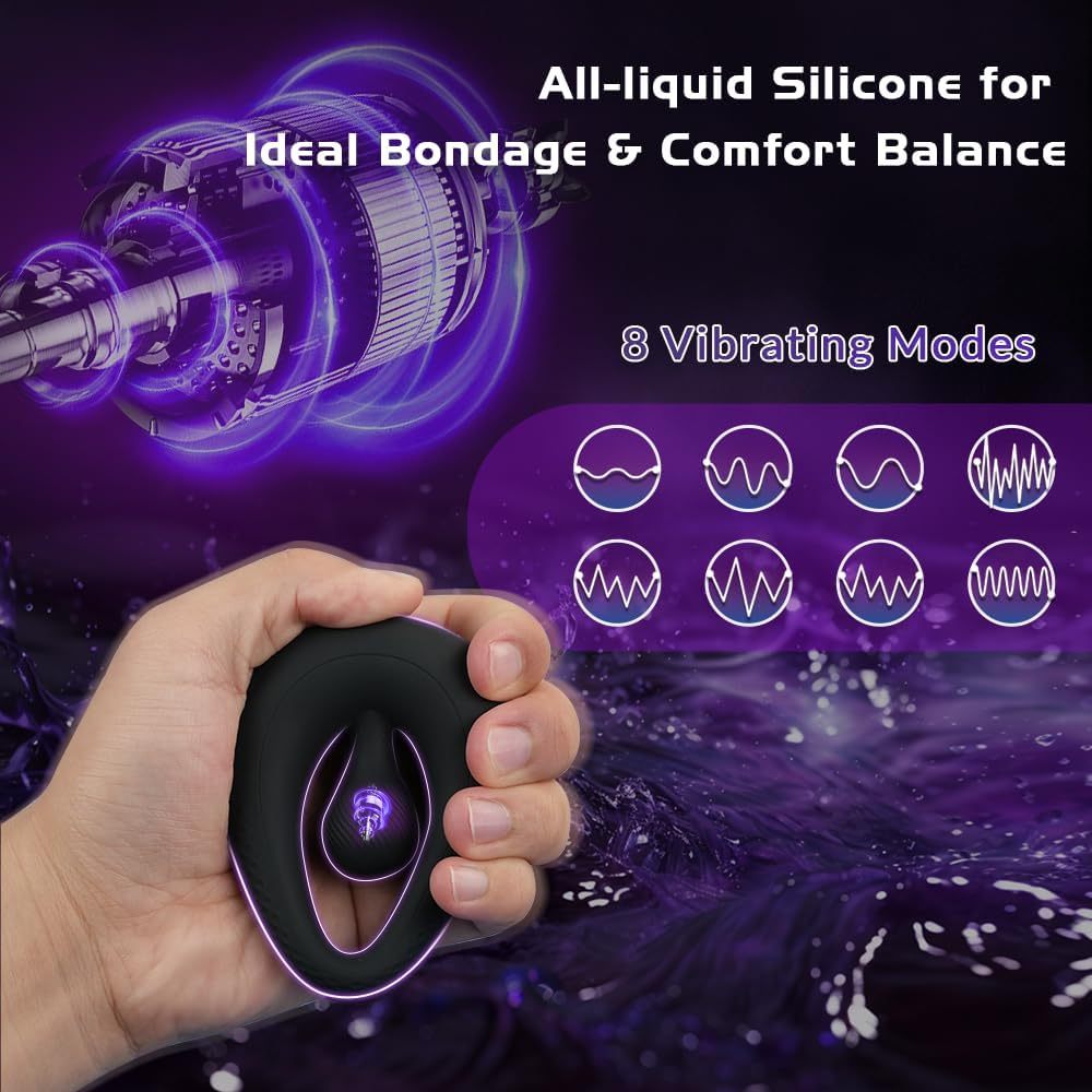 Vibrating Cock Ring with 360° Adjustable Bead Clitoral Stimulator, Pleasure Penis Ring Vibrator Couples Adult Sex Toys for Men Women, LITLLS Soft 8 Vibrations Male Couple Sex Toy Game for Men       振动阴茎环带 360°可调珠状阴蒂刺激器，男性女性情侣成人性玩具，LITLLS 柔软 8 种振动男性情侣性玩具游戏