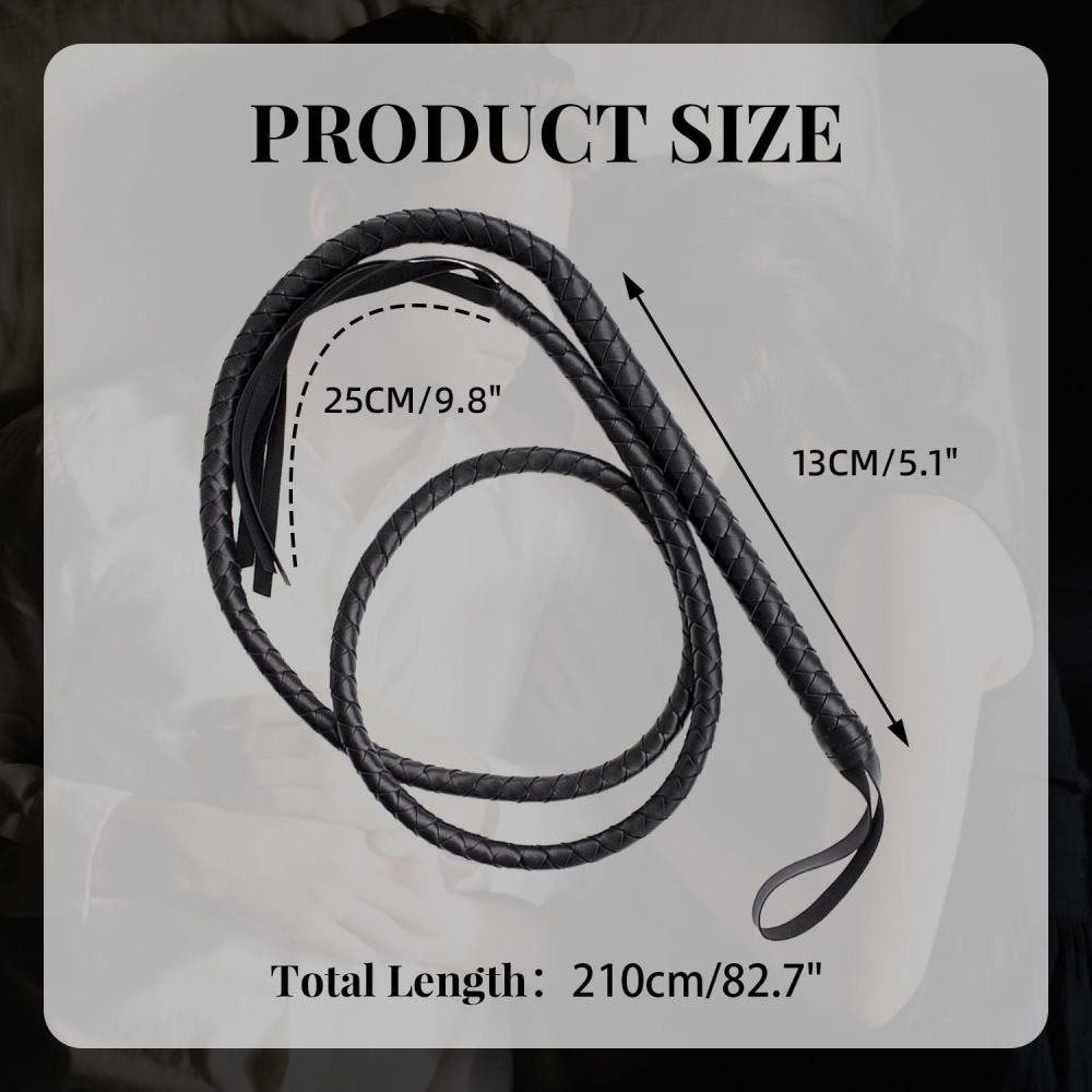 Indiana Whip, Cat Woman Whip Costume, 6.5 Feet Pu Leather Bull Whip, Woven Lion Tamer Cowboy Ringmaster Costume       印第安纳鞭子，猫女鞭子服装，6.5 英尺 PU 皮革公牛鞭，编织狮子驯兽师牛仔指挥官服装