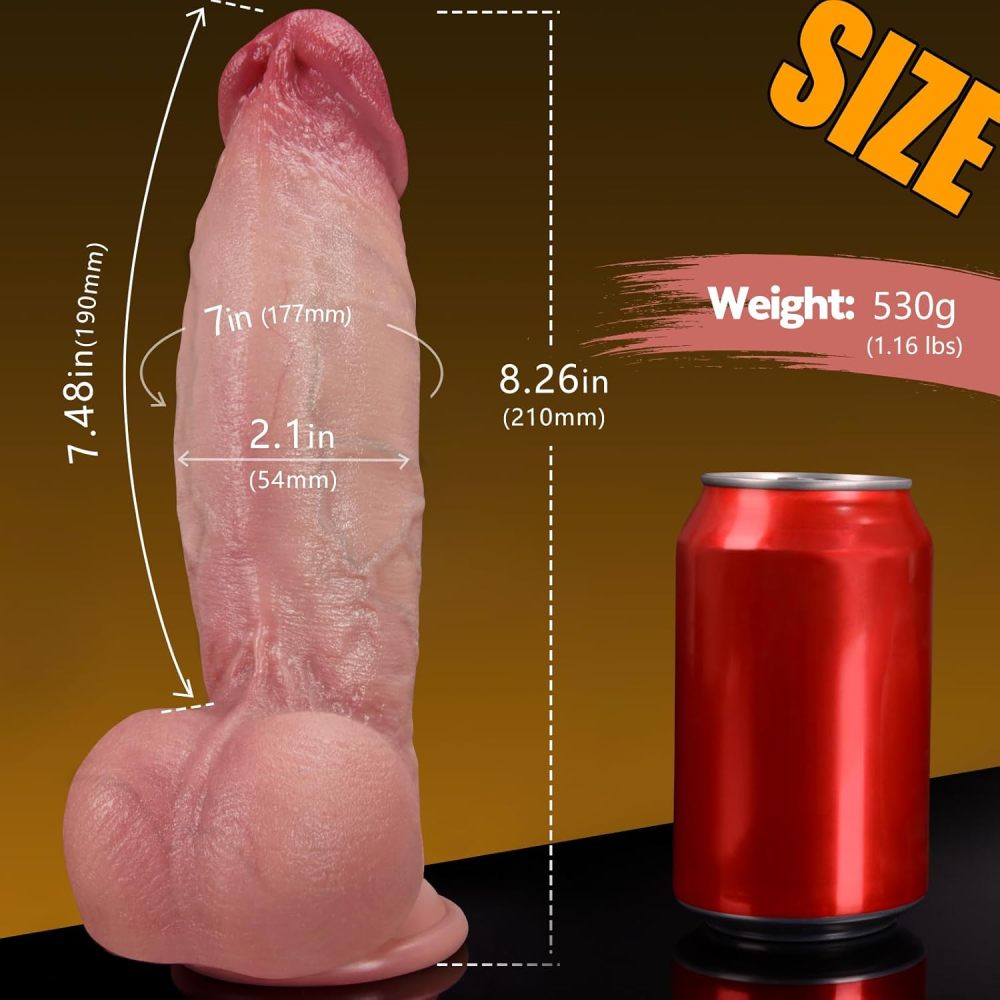 7 Inch Girth Huge Thick Dildo, Real Skin Dual Density Silicone Dildos with Strong Suction Cup for Hands-Free Play, G-spot Realistic Dildo Anal Sex Toys for Men and Women       7 英寸周长巨大厚实假阳具，真皮肤双密度硅胶假阳具，带强力吸盘，可手持使用，G 点逼真假阳具，男女通用肛门性玩具